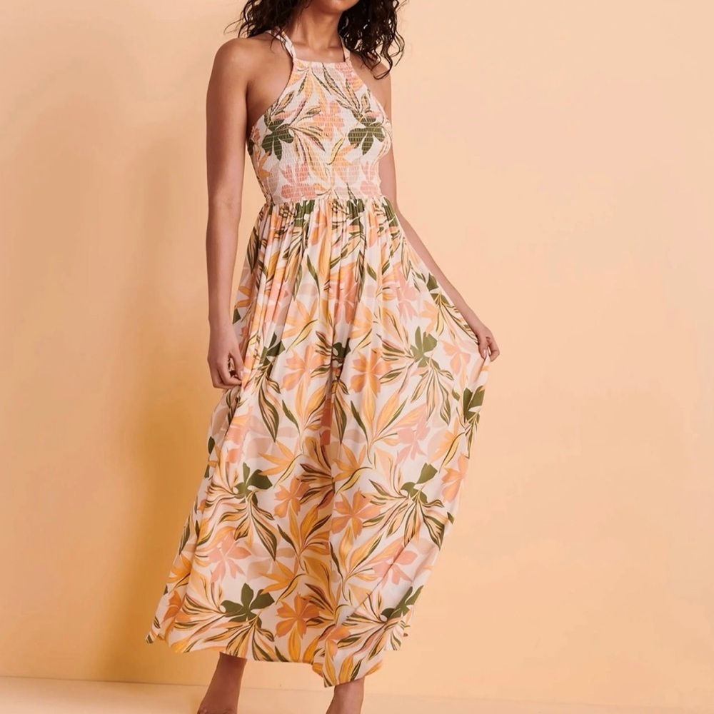 Bungalow Floral Smocked Maxi Dress - Picture 1 of 6